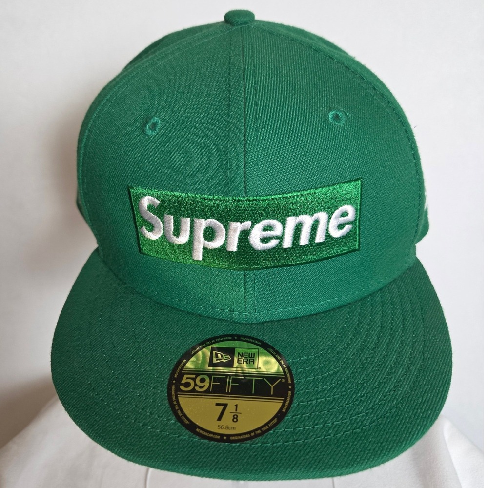 Supreme No Comp Box Logo New Era Hat Green Pink Fitted 7 1/8 Opening Day